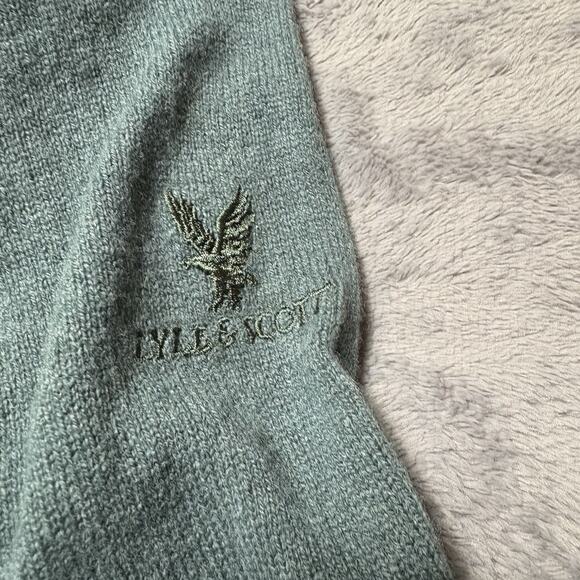 Lyle & Scott Made in Scotland Wool Sweater Green Cable Knit Diamond Pattern Sz S - Picture 7 of 13